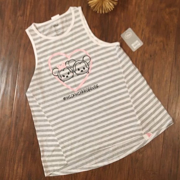 Disney Mickey Minnie Mouse Tank Stiped Swing Tank Tee Top Size Small - Picture 1 of 8